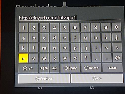 typing in the url for smart iptv app