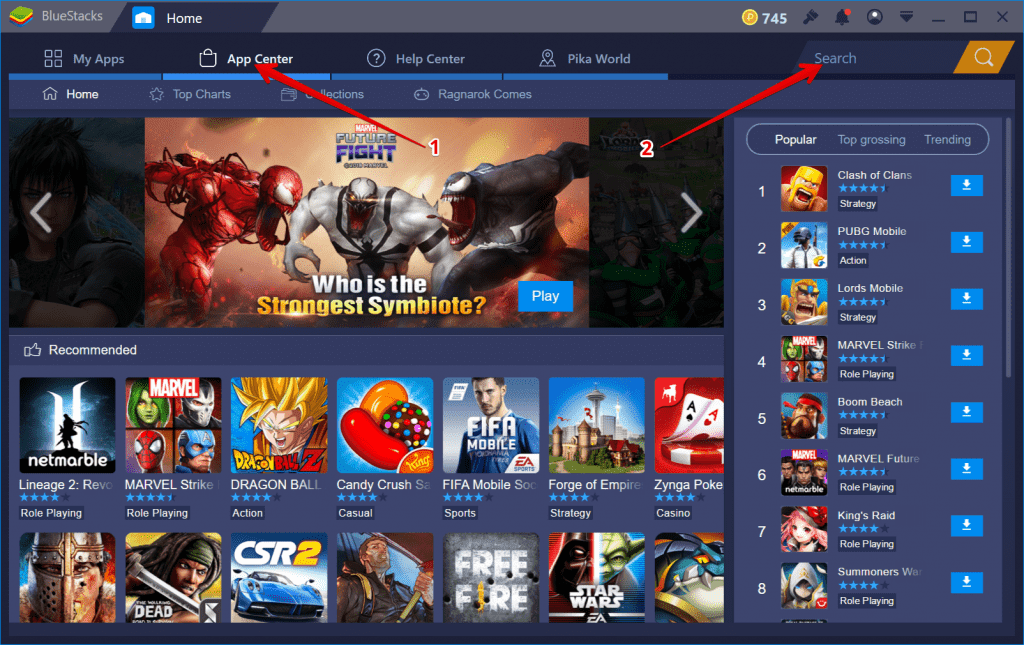 BlueStacks Main Screen For Searching IPTV