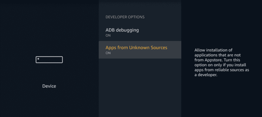 How to turn on apps from unkown sources