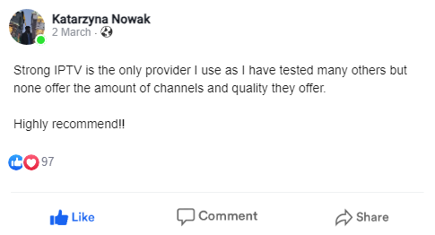 Pagina del prodotto a prova di Facebook IPTV forte