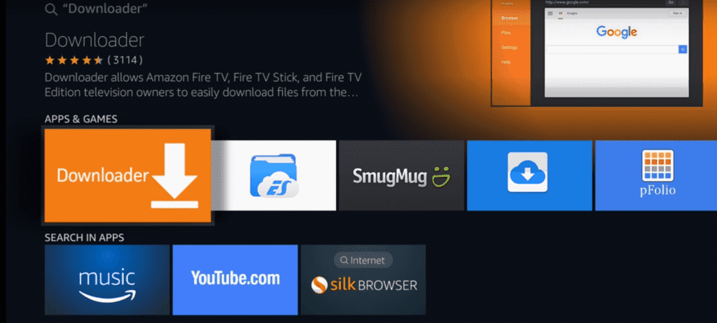 search for downloader app firestick