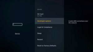 select developer options on the firestick