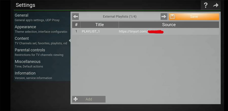 Save settings inside SS IPTV