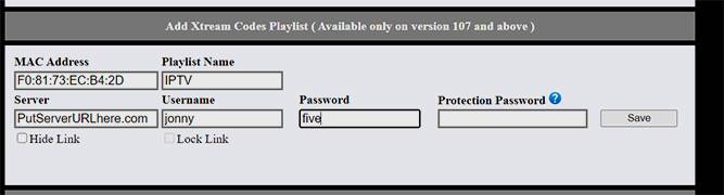 enetering xtream server details to the app