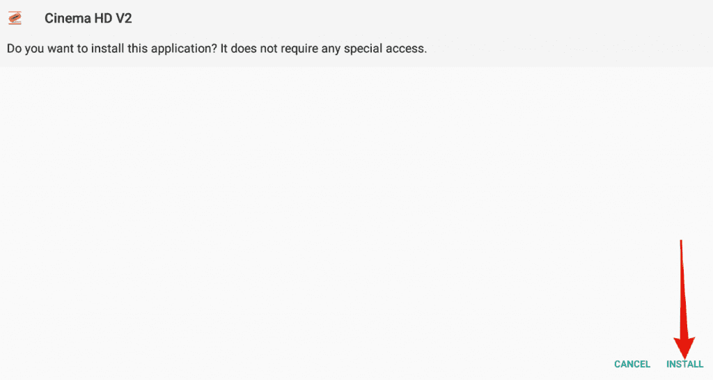 Click install on cinema hd apk