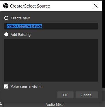 Video capture new source Openbroadcaster