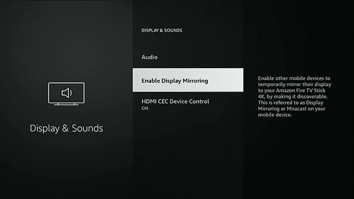 Choose enable display mirroring