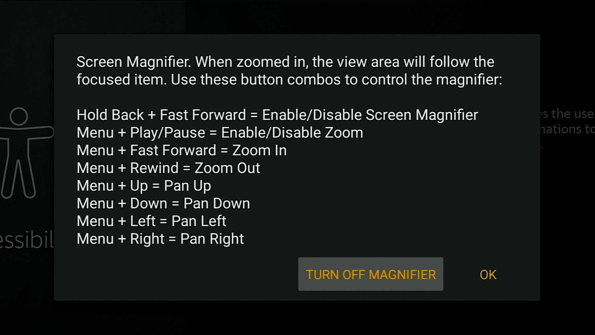 Turn On Screen magnifier on firestick