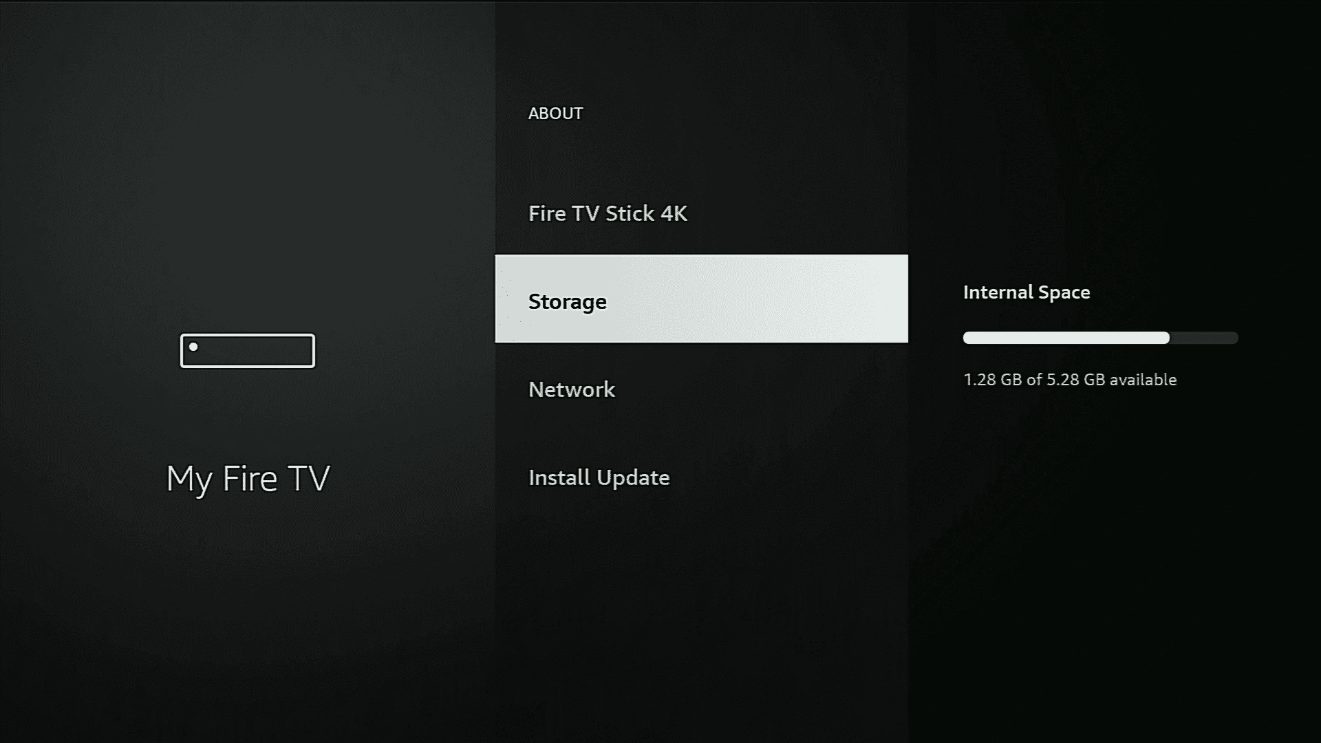 checking how much storage is left on firestick