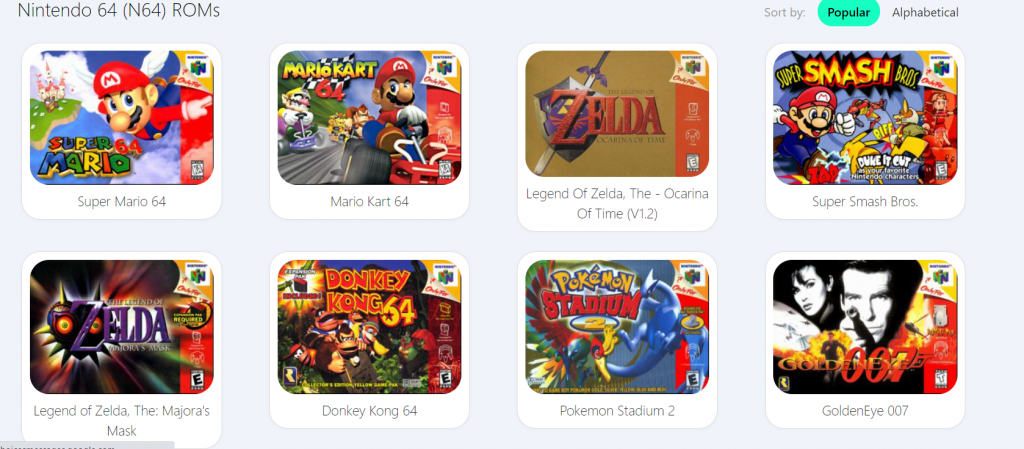 choosing nintendo 64 roms on roms games