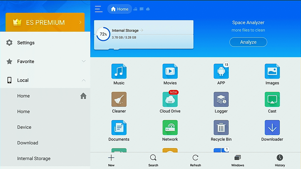 es file explorer internal storage